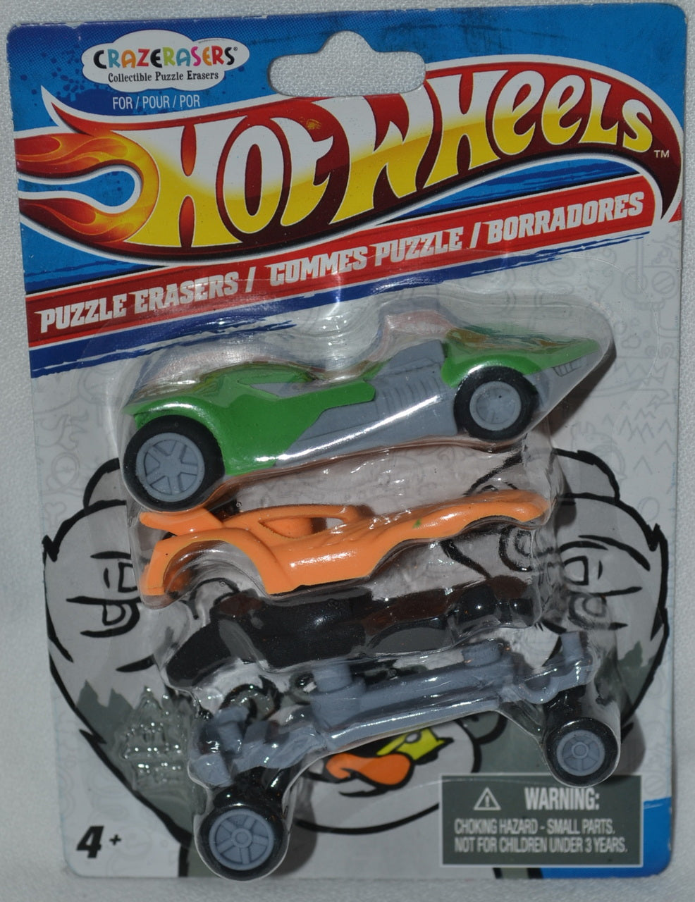 Hot Wheels 2010 Crazerasers Collectible Puzzle Erasers - Green Orange
