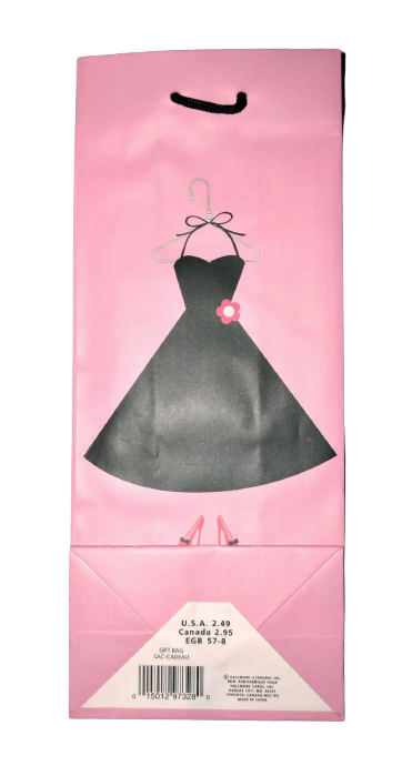 Hallmark Gift Bag Pink With Black Dress And Tissue Paper