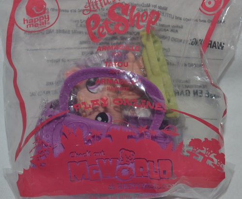 McDonald's 2010 Littlest Pet Shop LPS Armadillo Toy #6 Purple Basket