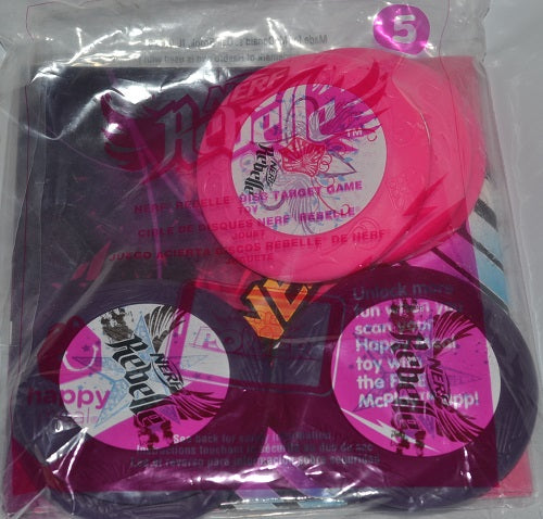 McDonald's 2015 Happy Meal Nerf Pink Rebelle Flying Disc Target Game Toy #5