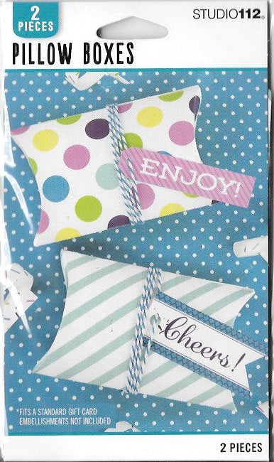 Studio 112 Pillow Boxes Teal Stripes & Polka Dots 2 pieces per Pack