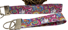 Load image into Gallery viewer, Groovy Rainbow Dove Peace GrosGrain Ribbon Wristlets Keychains Set
