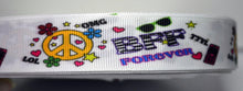 Load image into Gallery viewer, Hippie Peace Symbol BFF Best Friends Forever 7/8&quot; Ribbon 3 yards
