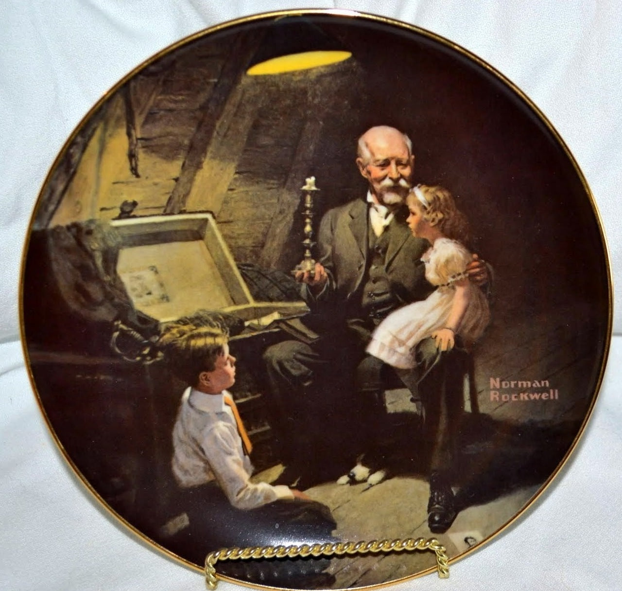 洋書 BRADFORD EXCHANGE Vtg Bradford Exchange Norman Rockwell Plate 1983 Grandpa's