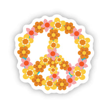 Load image into Gallery viewer, Waterproof Retro Stickers - Yellow Peace Symbol 2.0&quot; x 2.0&quot; Die Cut
