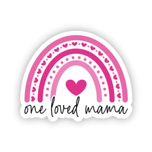 Load image into Gallery viewer, Waterproof Mama Stickers - One Loved Mama Pink Rainbow 2.0&quot; x 1.6&quot; Die Cut
