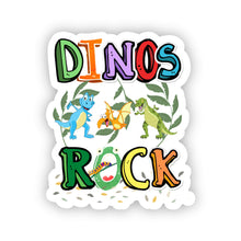 Load image into Gallery viewer, Waterproof Dinosaur Stickers - Dinos Rock 1.7&quot; x 2.0&quot; Die Cut
