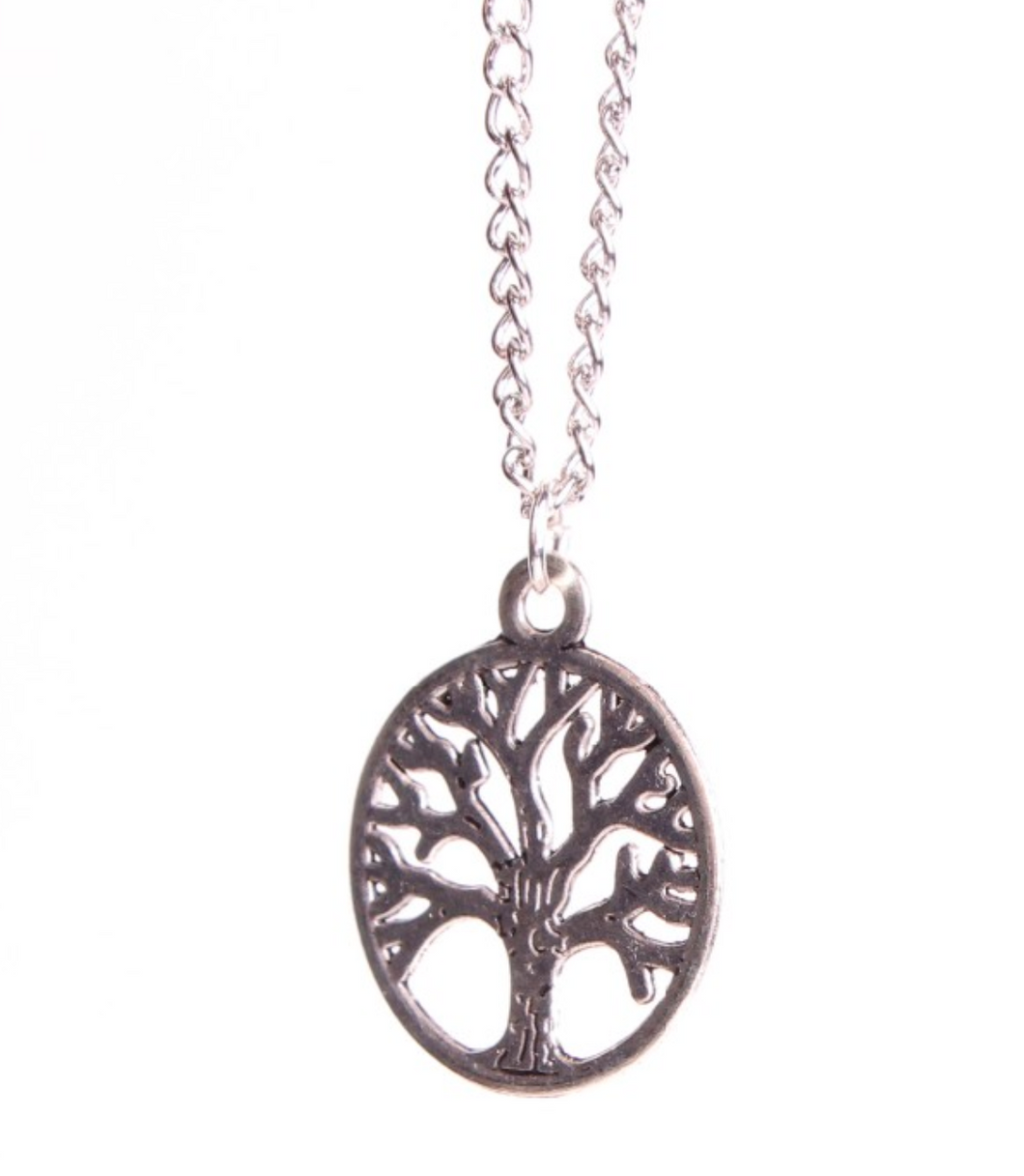 Family Tree of Life Branches Silver Pendant Necklace with Chain
