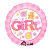 Load image into Gallery viewer, Baby Shower It's A Girl Teddy 18" Foil Mylar Balloon
