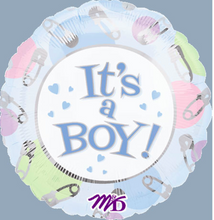 Load image into Gallery viewer, Baby Shower It's A Boy Safety Pins 18" Foil Mylar Balloon
