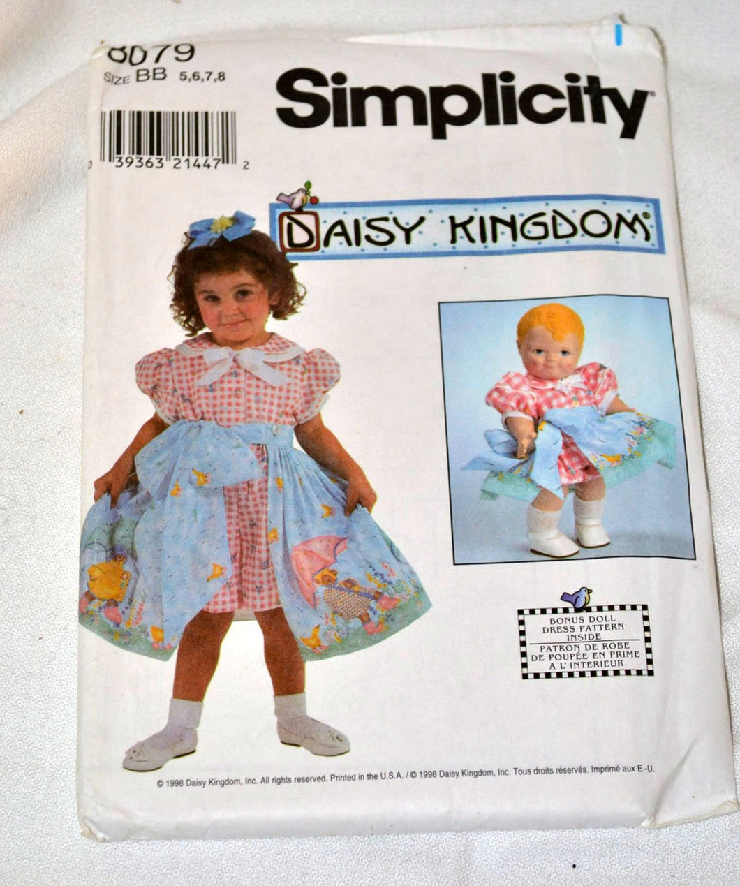 Simplicity 1998 Daisy Kingdom 8079 Sewing Pattern Girls 5-8 & doll dress