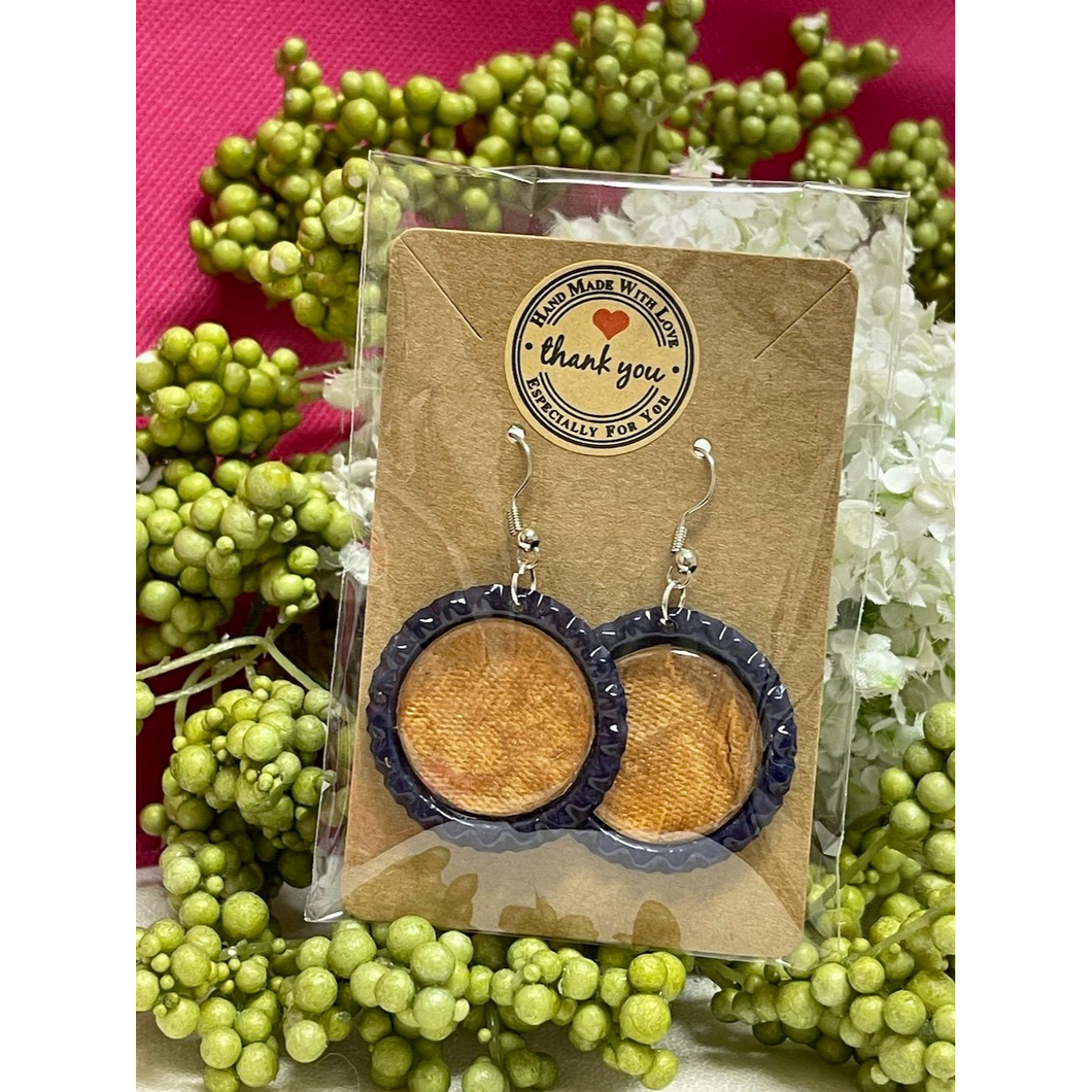 bottle cap fish hooks Paper Textures Bottle Cap Retro 60's Dangle Fish-hook Earrings Handcrafted