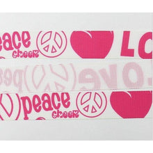 Load image into Gallery viewer, Mother &amp; Daughter Groovy White Peace Signs Love Cheer 7/8&quot; Ribbon Wristlet Keychain Bracelet
