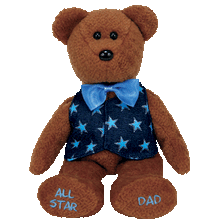Load image into Gallery viewer, Ty Beanie Baby All Star Dad Brown Bear Blue Star Jacket (Retired)
