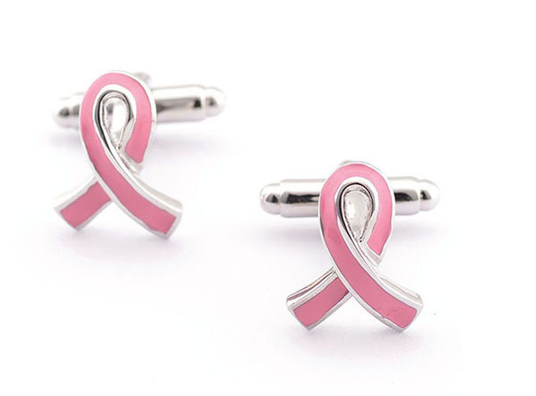 Pink Breast Cancer Awareness Ribbon Cuff Links Tie Bars Grooms Gift