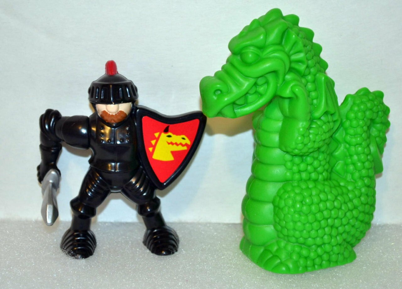 McDonald's 1995 Fisher-Price Great Adventures Knight + Dragon Toys Set