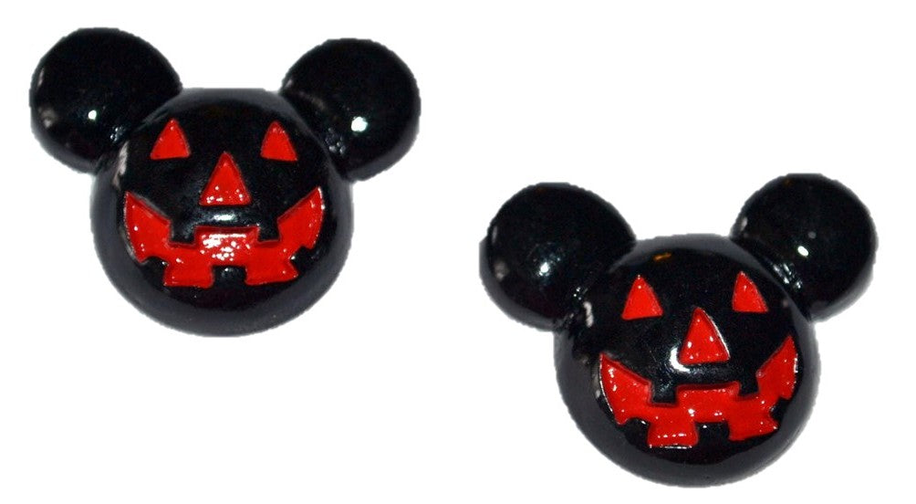 Mouse Ears Black Pumpkin Resin Flatback Cabochons Crafts Hair bows (Set of 2)