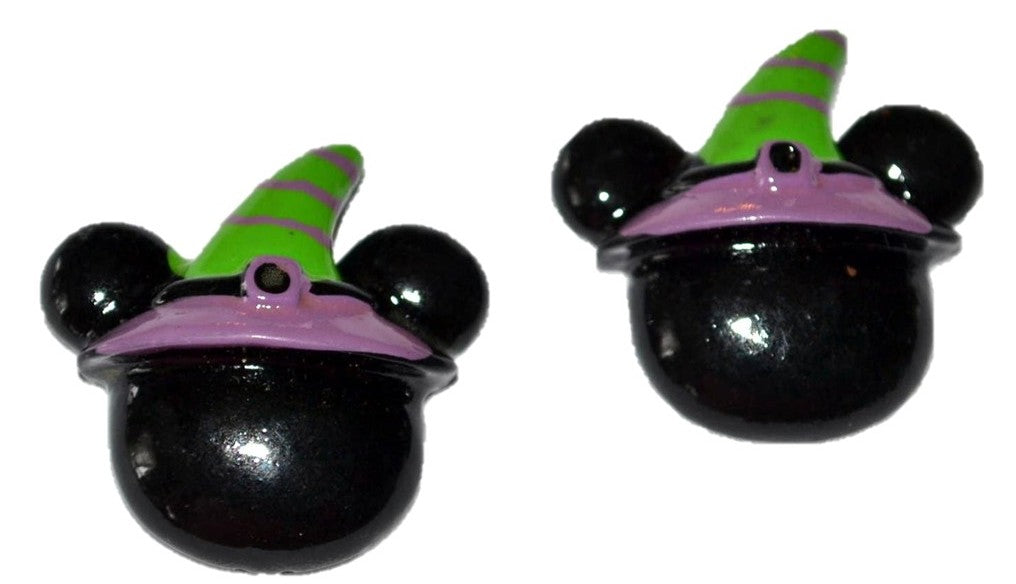 Mouse Ears Black Halloween Resin Flatback Cabochons Crafts Hair bows (Set of 2)