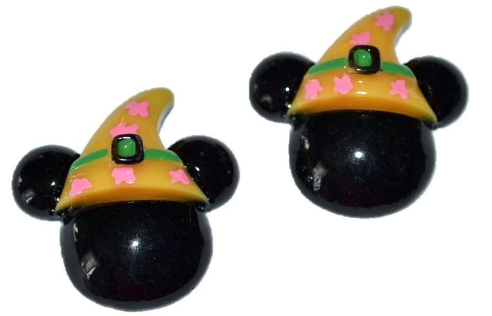 Black Mouse Ears Thanksgiving Tan Hat Resin Flatback Cabochons Crafts Hair bows (Set of 2)