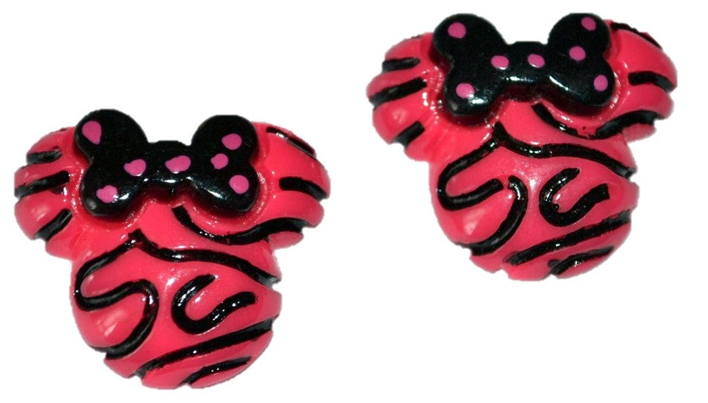 Mouse Ears Pink Swirl Resin Flatback Cabochons Crafts Hair bows (Set of 2)