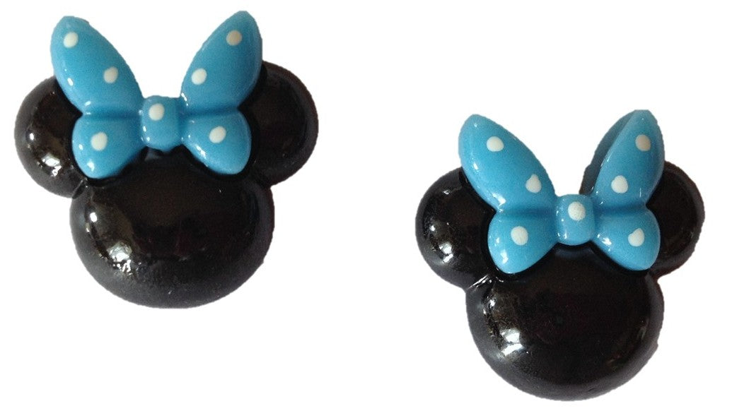 Mouse Ears Blue Bow Resin Flatback Cabochons Crafts Hair bows (Set of 2)