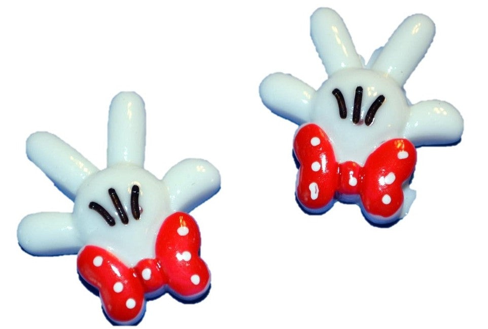 Mouse White Paws Resin Flatback Cabochons Crafts Hair bows(Set of 2)