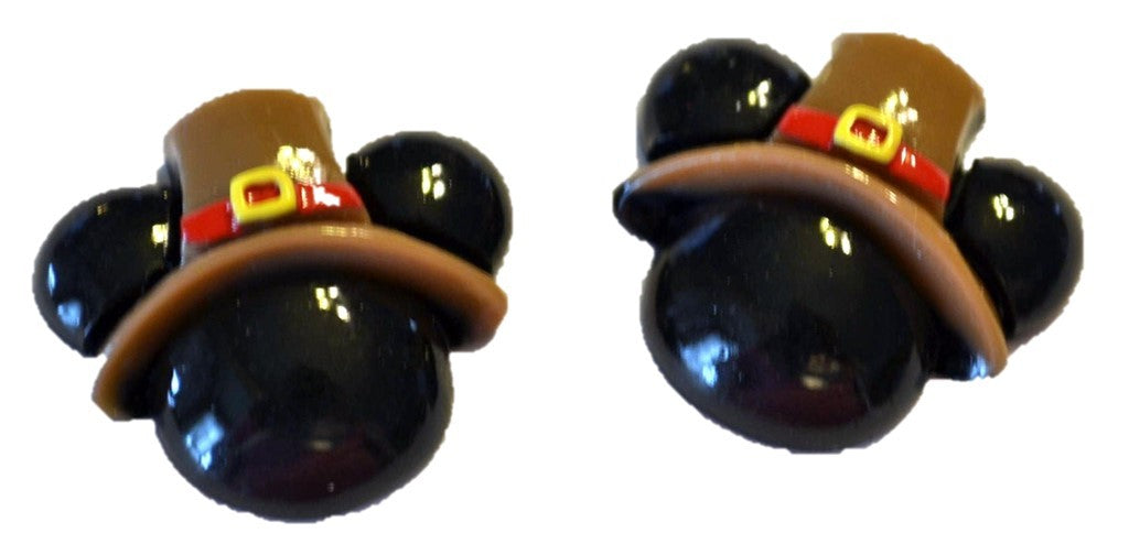 Mouse Ears Thanksgiving #1 Resin Flatback Cabochons Crafts Hair bows (Set of 2)