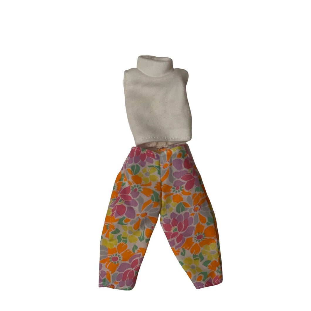 Vintage 2000 J C Penny Doll Clothes Pink Floral Capri White Shirt