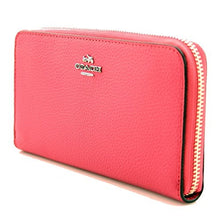 Load image into Gallery viewer, Coach Magenta Pinkish Pebbled Leather Accordion Zip Around Wallet F16612
