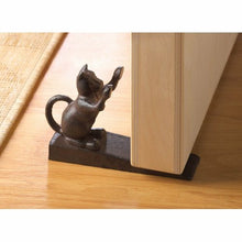 Load image into Gallery viewer, Cat Scratching Door Stopper Cast Iron
