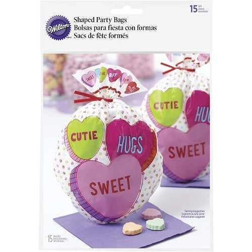 Wilton Shaped Conversation Hearts Treat Goodie Party Bags 15-pieces