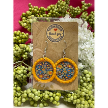 Load image into Gallery viewer, Floral Blossoms Bottle Cap Retro 60&#39;s Dangle Fish-hook Earrings Handcrafted
