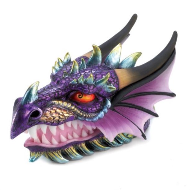 Ferocious Dragon Head Treasure Storage Box Polyresin