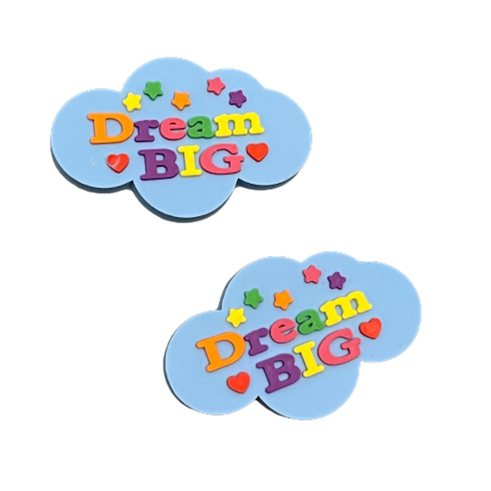 Dream Big Blue Clouds Shoe Charms for will fit in Clog type shoes with holes (Set of 2)
