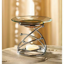 Load image into Gallery viewer, Metal &amp; Glass Swirl Modern Art Candle Oil Warmer
