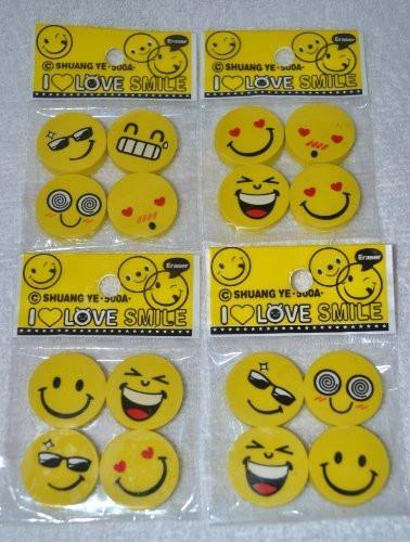 Emoji Expressions I Love Smiles Mini Erasers 4pcs/pack (Random Design)