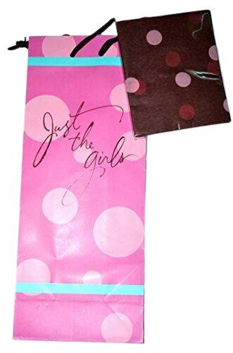 Hallmark Just the Girls Pink Polka Dot Gift or Wine Bag (Set of 2)