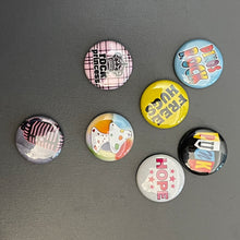 Load image into Gallery viewer, Retro Flashback - Free Hugs Yellow &amp; Black Pin Button (1 inch)
