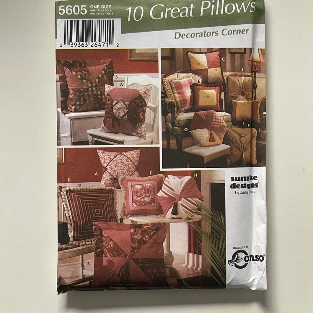 2003 Simplicity Home Decorating 5605 Sewing Patterns Pillows
