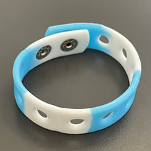 Load image into Gallery viewer, Blue &amp; White Splash Wristbands for Shoe  Charms Sport Bracelets -  7&quot; (18cm) Kids
