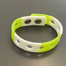 Load image into Gallery viewer, Light Green &amp; White Silicone Splash Wristbands for Shoe Charms Sport Bracelets -  7&quot; (18cm) Kids
