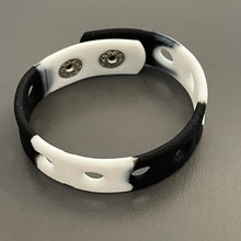 Load image into Gallery viewer, Black &amp; White Silicone Splash Wristbands for Shoe Charms Sport Bracelets -  7&quot; (18cm) Kids
