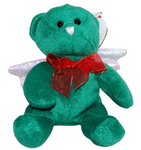Ty Beanie Baby Hark Green Angel Teddy Bear Angel Wing Holiday
