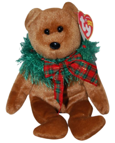 Ty Beanie Baby Hollydays Brown Bear Wreath Christmas Holiday