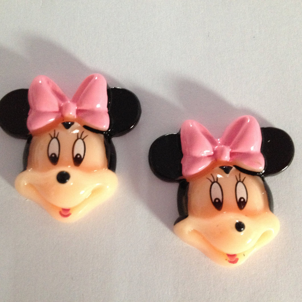 Minnie Pink Bow Resin Flatback Cabochons Crafts Hair bows (Set of 2)