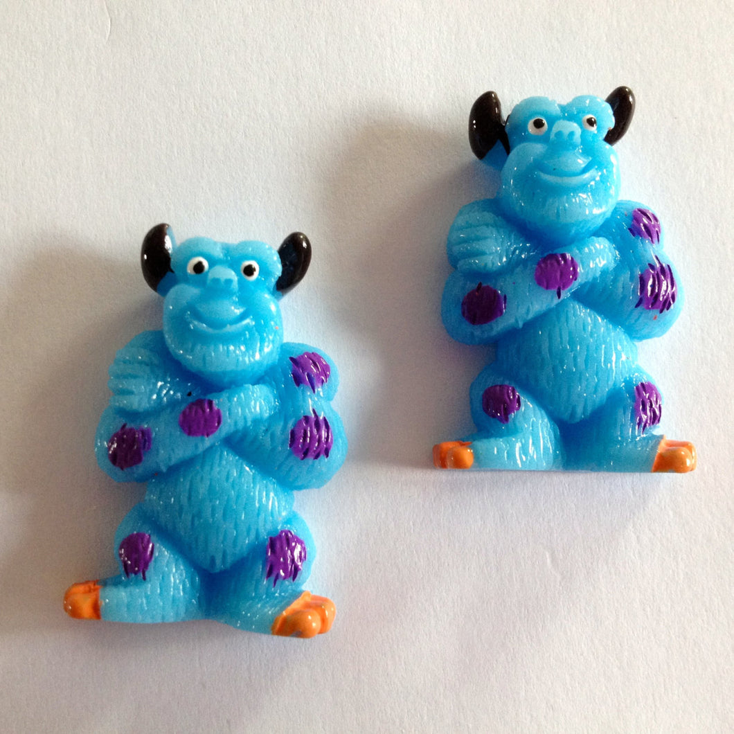 Sulley Blue Monster Resin Cabochons (Set of 2)