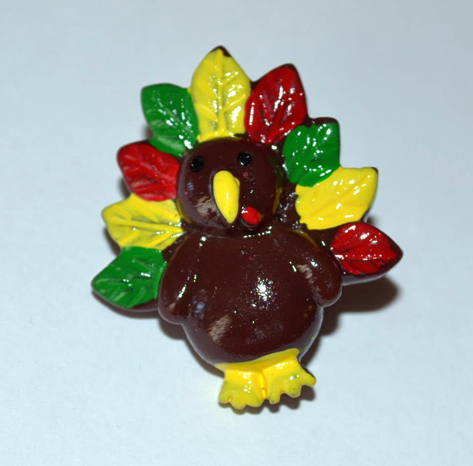 Thanksgiving Brooch Gobble Colorful Turkey Resin Cabochon Pin