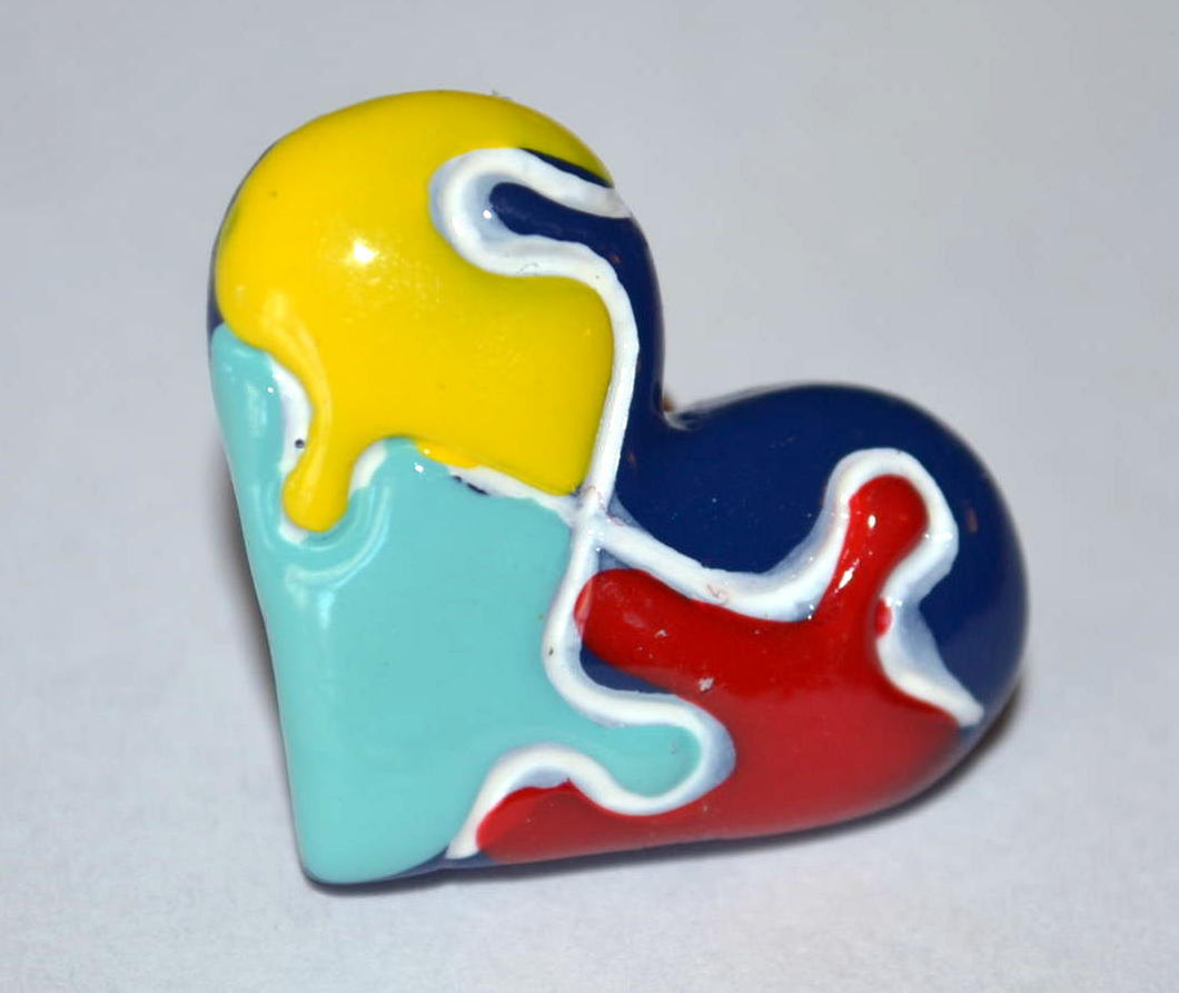 Autism Awareness Brooch Heart Shaped Puzzle Pin Resin Top Hat Cabochon Coat Pin