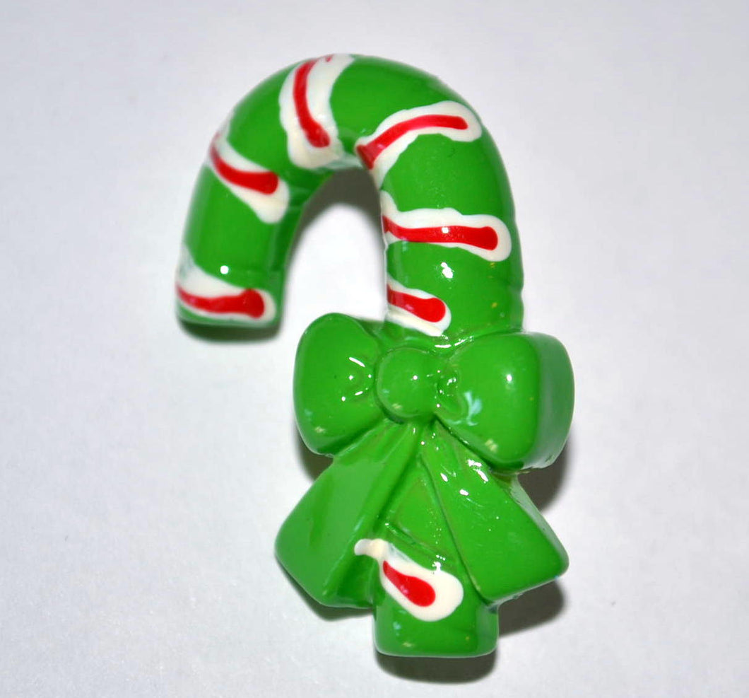 Christmas Holiday Brooch Green Peppermint Stick Resin Cabochon Pin