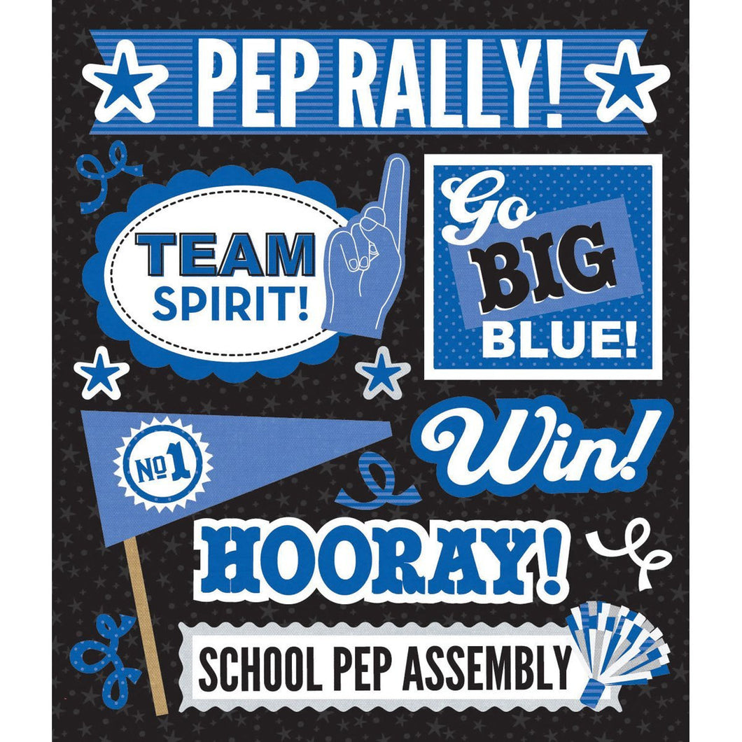 Dimensional Blue 3D PEP Rally Scrapbook 13pc Stickers